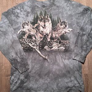 The Mountain long sleeve 2012 shirt XL wolves find 12 greenish gray tie dye
